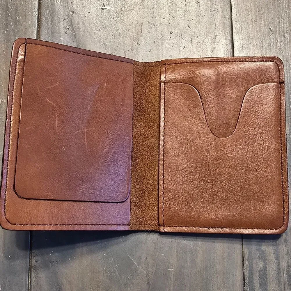 Vintage JAKE JOHNSON Handmade Brown Leather Bifold SIDEKICK Boot Wallet w Clip